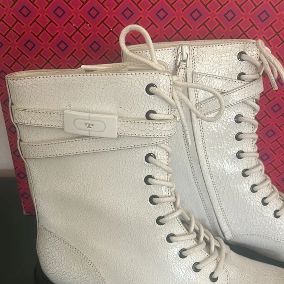 Brand New Never Worn Tory Burch While Moto/Combat Boots